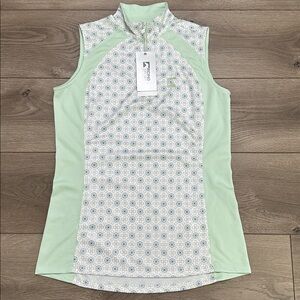 Riding Sport Airless Sleeveless Equestrian‎ 1/4 Zip Kaleidoscope Top Size Small